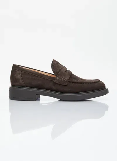 Gianvito Rossi Harris Suede Loafers In Brown