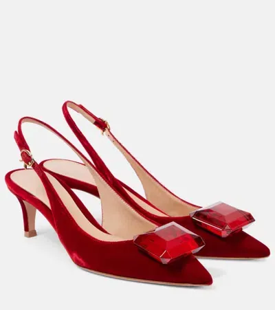 Gianvito Rossi Jaipur 55 Velvet Slingback Pumps In Red