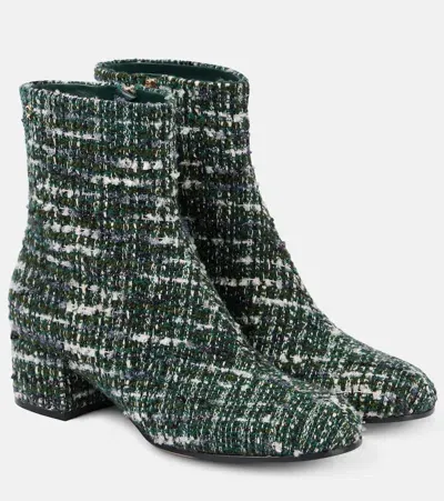 Gianvito Rossi Joelle 45 Bouclé Tweed Ankle Boots In Green