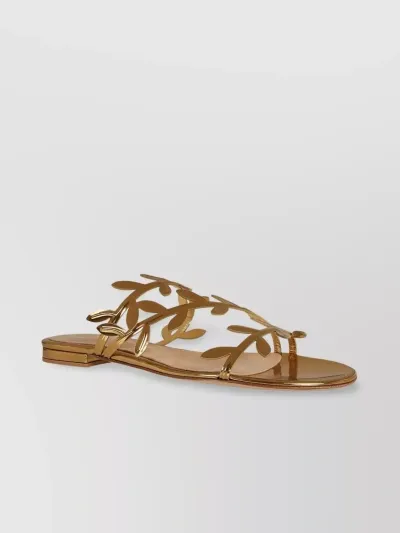 Gianvito Rossi Metallic Branch Flat Slide Sandals In Mekong