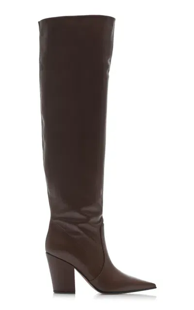 Gianvito Rossi Leather Over-the-knee Boots In Brown