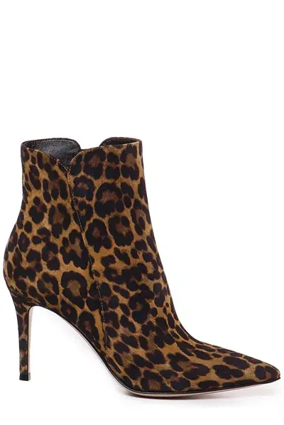 Gianvito Rossi Levy Leopard Printed Ankle Boots In Multi