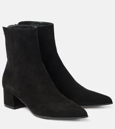 Gianvito Rossi Lyell 45 Suede Ankle Boots In Black