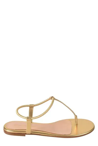 Gianvito Rossi Metallic Thong In Gold