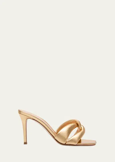 Gianvito Rossi Metallic Twist Stiletto Mule Sandals In Gold