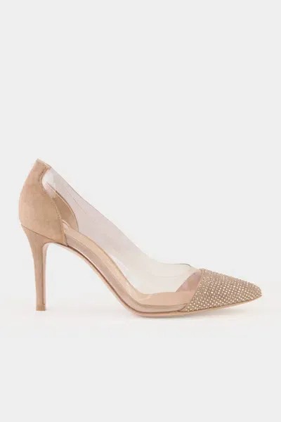 Gianvito Rossi Plexi Glitz Pump 85 In Camel In Pink