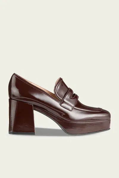 Gianvito Rossi Rouen Platform Penny Loafers In Brown