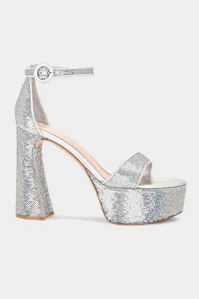 Gianvito Rossi Sequin Embellished Platform Sandal 70 In Hologram In Silver