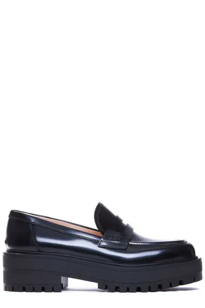 Gianvito Rossi Square Toe Loafers In Black