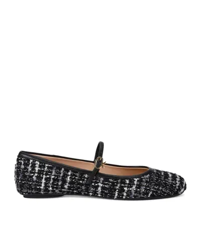 Gianvito Rossi Tweed Carla Ballet Flats In Black