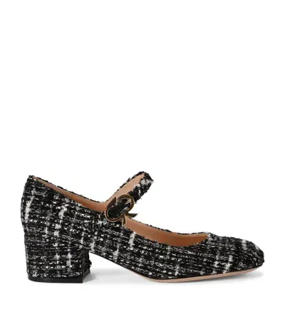 Gianvito Rossi 45 Tweed Mary Jane Pumps In Black