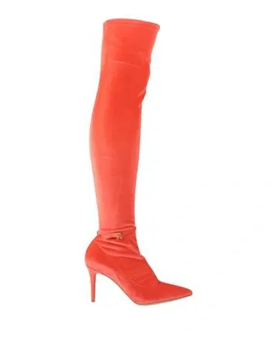 Gianvito Rossi Woman Boot Coral Size 7.5 Textile Fibers In Red