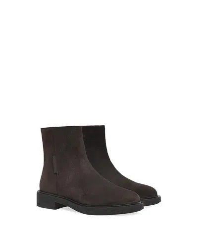 Gianvito Rossi Shearling-lining Suede Boots In Dark Brown