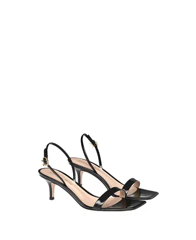 Gianvito Rossi Ribbon 55 Patent-leather Slingback Sandals In Black