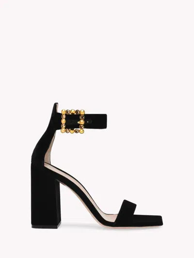 Gianvito Rossi Wondy 95mm Velvet Sandals In Black