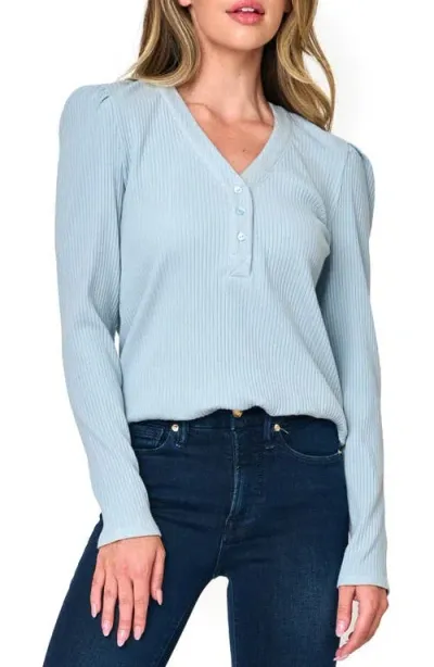 Gibsonlook Amelia Cotton Rib Henley In Blue Fog