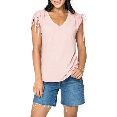 Gibsonlook Cinched Sleeve Jersey T-shirt In Dusty Rose