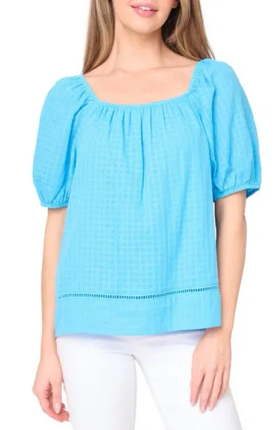 Gibsonlook Convertible Neck Gauze Top In Cornflower Blue