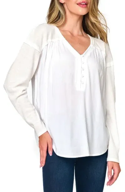 Gibsonlook Gemma Mix Media Henley In White