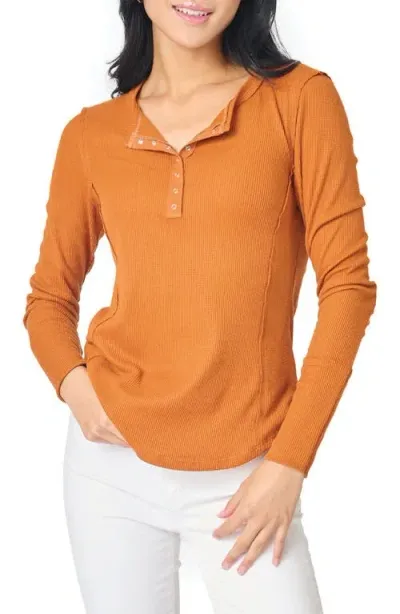 Gibsonlook Thermal Henley Top In Rust