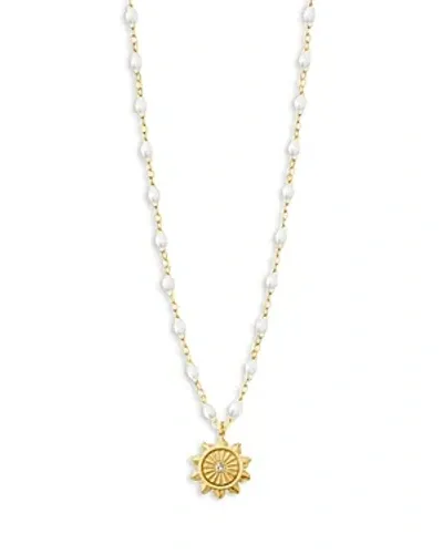 Gigi Clozeau 18k Yellow Gold Bead Sun Pendant Necklace, 16.5 In Gold/white