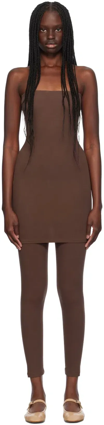 Gil Rodriguez Brown 'the Tube' Convertible Minidress In Chocolate