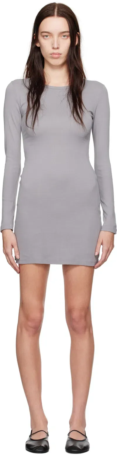 Gil Rodriguez Gray Long Sleeve Bellevue Minidress In Neutral Grey