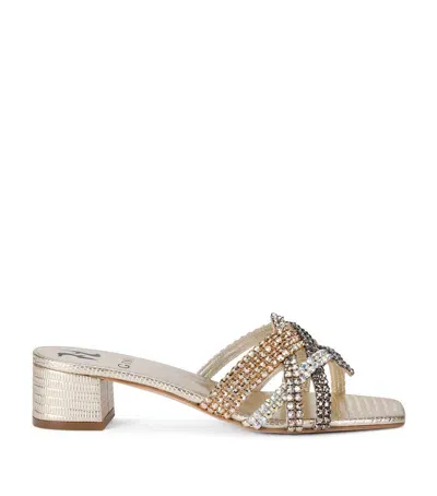 Gina Leather Embellished Roma Mules 35 In Gold