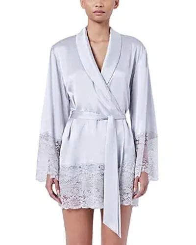 Ginia Silk Lace Robe In Silver