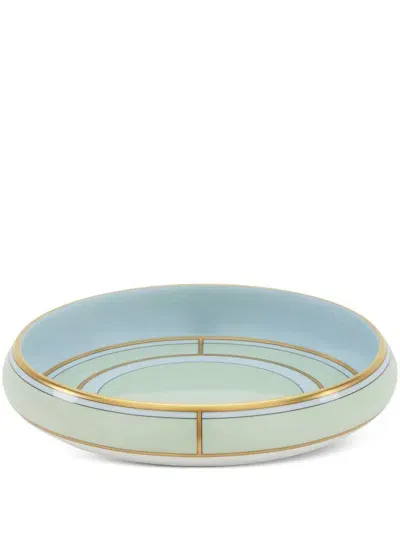 Ginori 1735 Blue Diva Porcelain Round Tray In Green