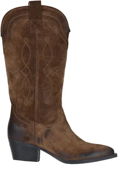 Gio+ Suede Texan Boots In Brown