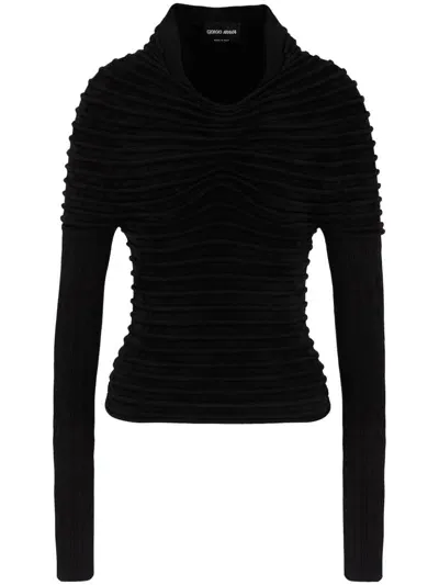 Giorgio Armani 3d-knitted Felted Jumper In Black