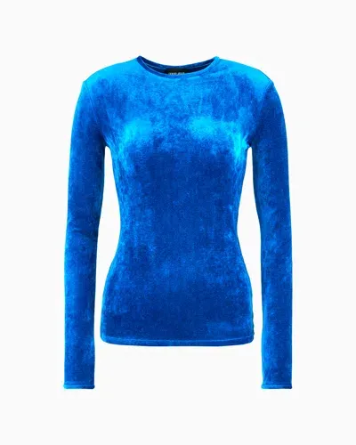 Giorgio Armani Asv Crew-neck Jumper In Viscose-blend Chenille In Blue