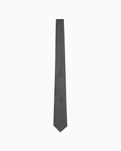 Giorgio Armani Asv Silk Tie With Geometric Print In Gray