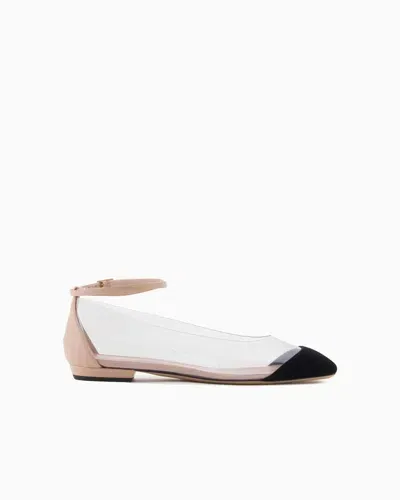 Giorgio Armani Ballerinas With Strap In Nappa Leather, Pvc And Velvet In Multi