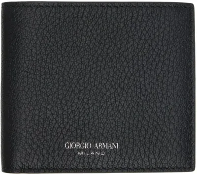 Giorgio Armani Black Stamp Wallet In 80001 Nero - Black