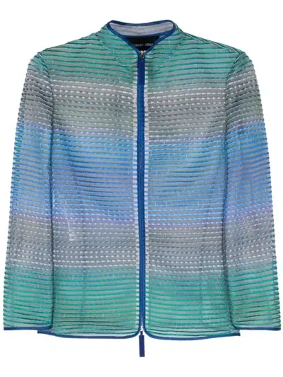 Giorgio Armani Semi-sheer Striped Jacket In Multicolor