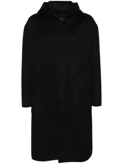 Giorgio Armani Brushed Coat In Black