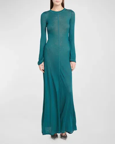 Giorgio Armani Cashmere Maxi Dress With Seamed Detail In Green