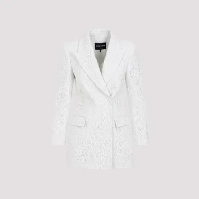 Giorgio Armani Broderie Cordonnet Lace Tailored Jacket In White