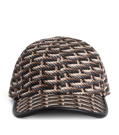 Giorgio Armani Cotton Printed Baseball Cap In Grey