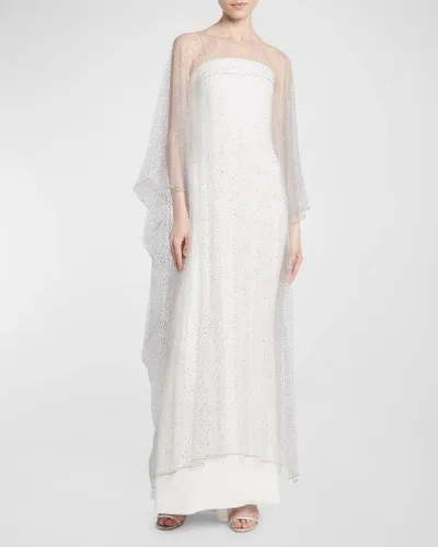 Giorgio Armani Crystal Tulle Cape In Silver