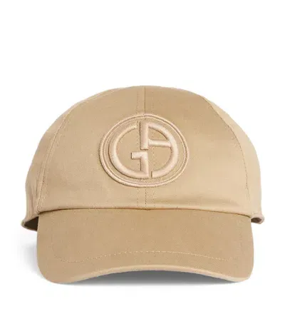 Giorgio Armani Embroidered Logo Baseball Cap In Beige