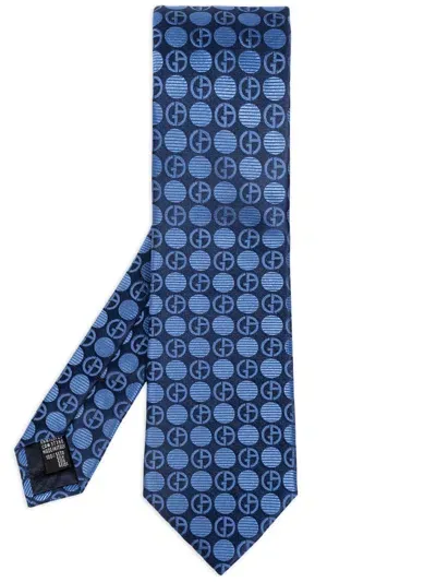 Giorgio Armani Geometric-pattern Print Tie In Blue