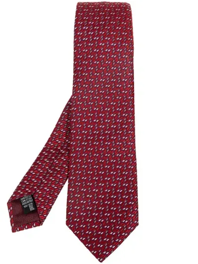 Giorgio Armani Geometric-pattern Print Tie In Red