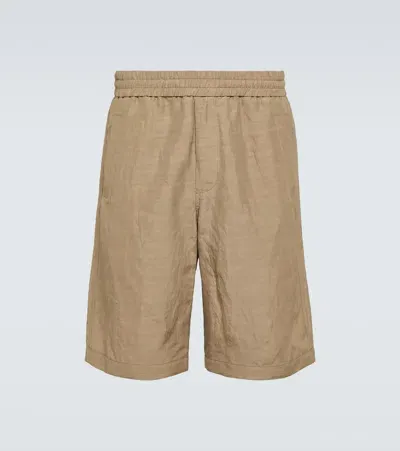 Giorgio Armani High-rise Bermuda Shorts In Beige