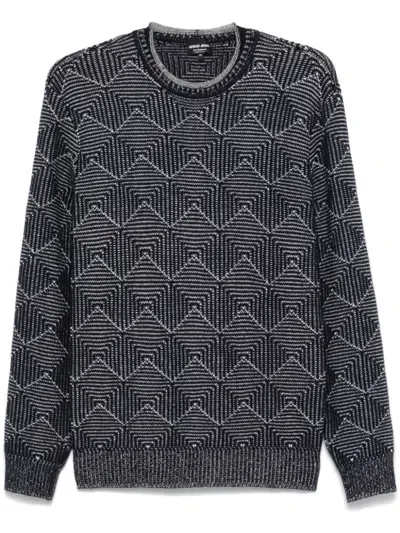 Giorgio Armani Jacquard Cashmere Sweater In Blue