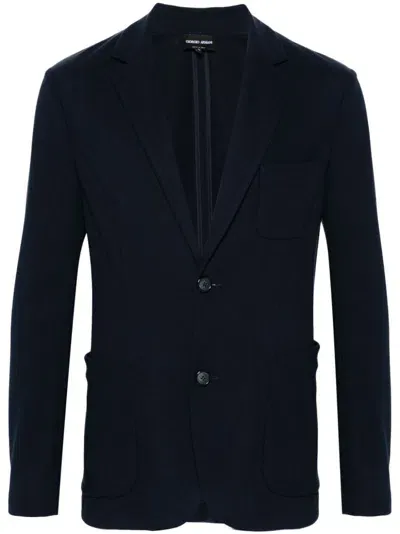 Giorgio Armani Knitted Blazer In Blau