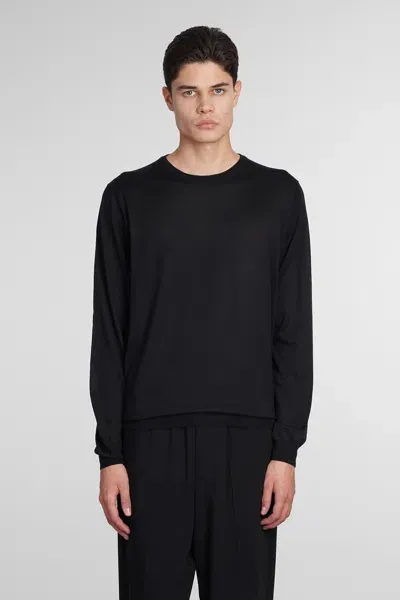 Giorgio Armani Crew-neck Silk-cotton Jumper In Black