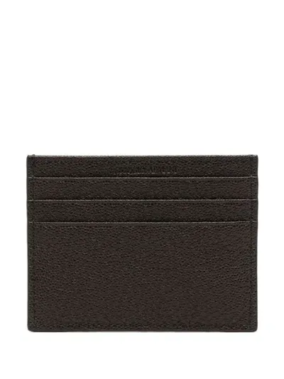 Giorgio Armani Leather Cardholder In Brown